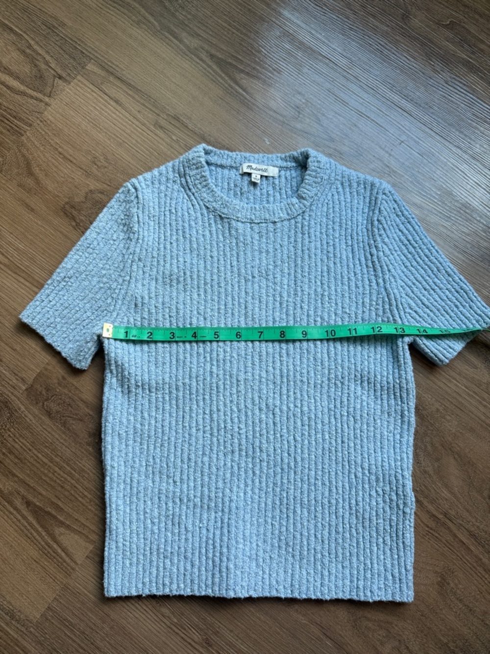 Madewell Boucle Knit Short Sleeve Sweater Baby Blue Small